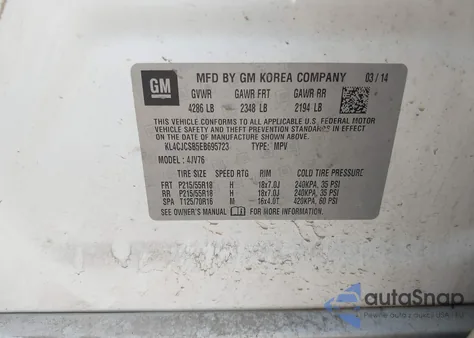 2014 Buick Encore z USA, uszkodzony, nr VIN KL4CJCSB5EB695723